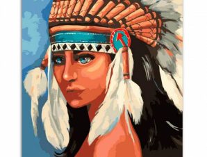 Ζωγραφιστέ με Αριθμούς kit Native American Girl 40cm X 50cm